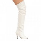 White Leather 4 Inch Pull-On Thigh Boot Sz 6