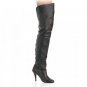 Black Leather 4 Inch Pull-On Thigh Boot Sz 8