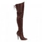 Brown Leather 5 Inch Thigh Boot W/Lacing Sz 8