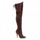 Brown Leather 5 Inch Thigh Boot W/Lacing Sz 11