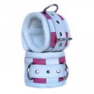 White & Pink Padded Locking Ankle Cuffs