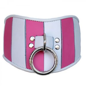 Pink & White Leather Posture Collar Sm/Med