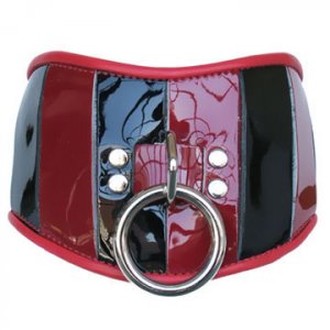 Red & Black Patent Leather Posture Collar Sm/Med