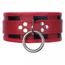 Red & Black Leather Locking Buckle Collar Med/Large