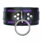 Purple & Black Leather Locking Buckle Collar Small/Med