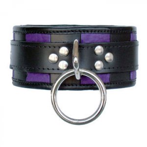 Purple & Black Leather Locking Buckle Collar Small/Med
