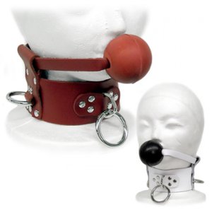 Red Leather Collar with Ball Gag Med/Large