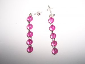 Pink round bead earrings