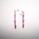Pink and lilac square bead earrings