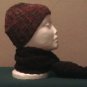 Multi Brown Skull Cap with flower & Brown Scarf
