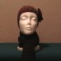 Multi Brown Skull Cap with flower & Brown Scarf