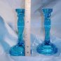 Tiara Glassware -- Blue Candlesticks