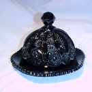 Tiara Glassware -- Black Monarch Covered Butter Dish