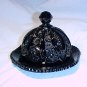Tiara Glassware -- Black Monarch Covered Butter Dish