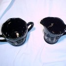 Tiara Glassware -- Black Monarch Creamer and Sugar Bowl