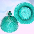 Tiara Glassware -- Sandwich Teal Green Covered Butter Dish