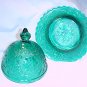 Tiara Glassware -- Sandwich Teal Green Covered Butter Dish