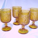 Tiara Glassware -- Sandwich Amber set of 4 Water Goblets