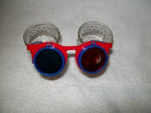 3-D Glasses -- Red Frame with Blue temples -- Childrens Multiple 3-D Glasses *