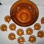 Sandwich Amber Punch Bowl Set Tiara Glassware