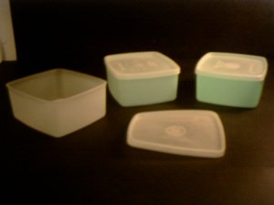 Tupperware -- 3 Square Away containers (B-2)