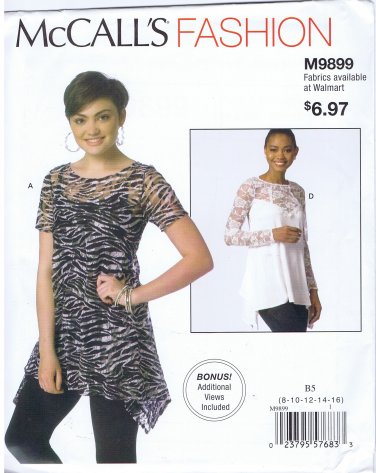 M9899 - McCalls - Misses Pullover Tunics - sizes 8 - 16 - (T-Bla-L-16)
