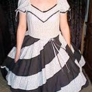 Blue Flowered and Black Solid Spiral Square Dance Dress *