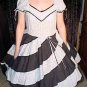 Blue Flowered and Black Solid Spiral Square Dance Dress *