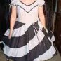 Blue Flowered and Black Solid Spiral Square Dance Dress *