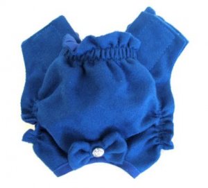 Blue Soft Suede Rhinestone dog Panties Small