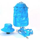 Turquiose Dog Raincoat with Hat & Leash Small