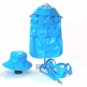 Turquoise Dog Raincoat with Hat & Leash Medium