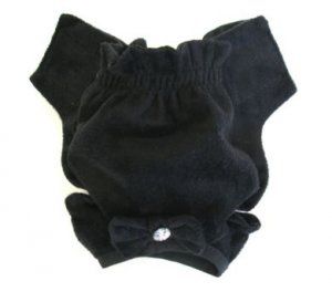 Black Soft Suede Rhinestone Panties Dog Panties Large