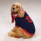 Casual Canine English Rugby Dog Sweater with Plaid Scarf Small