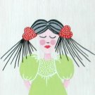 Girl with Heart Clips - Straight Hair