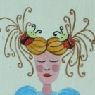 Girl with Lady Bug Clips - Blonde Curly Hair