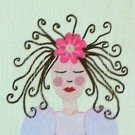 Girl with Flower Clips - Curly Hair