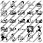 Vintage Retro Biack White Line Art Clipart Clip Art CD