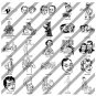 Vintage Retro Biack White Line Art Clipart Clip Art CD