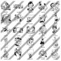 Vintage Retro Biack White Line Art Clipart Clip Art CD