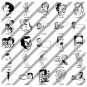 Vintage Retro Biack White Line Art Clipart Clip Art CD