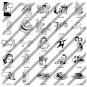 Vintage Retro Biack White Line Art Clipart Clip Art CD