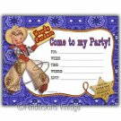 Vintage Retro Cowboy Lasso Birthday Party Invitations
