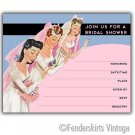 Vintage Retro Three Brides Wedding Shower Invitations