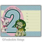 Vintage Retro Lion/Bunny 2yr Birthday Party Invitations