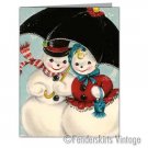 Vintage Repro 50s Snowmen Couple Christmas Cards