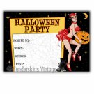 Vintage Retro Devil Pinup Girl Halloween Invitations