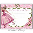 Vintage Retro Ballerina Birthday Party Invitations