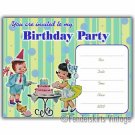 Vintage Kids Retro Stripe Birthday Party Invitations