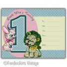 Vintage Retro Lion/Bunny 1yr Birthday Party Invitations
